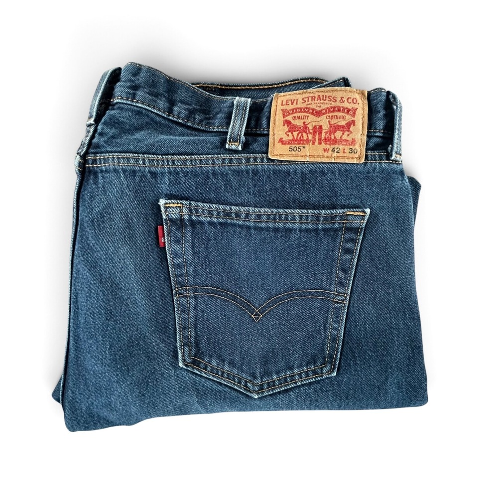 Levi's 505 Jeans Men's 42x30 Blue Denim Regular Fit Straight Leg 100% Cotton
